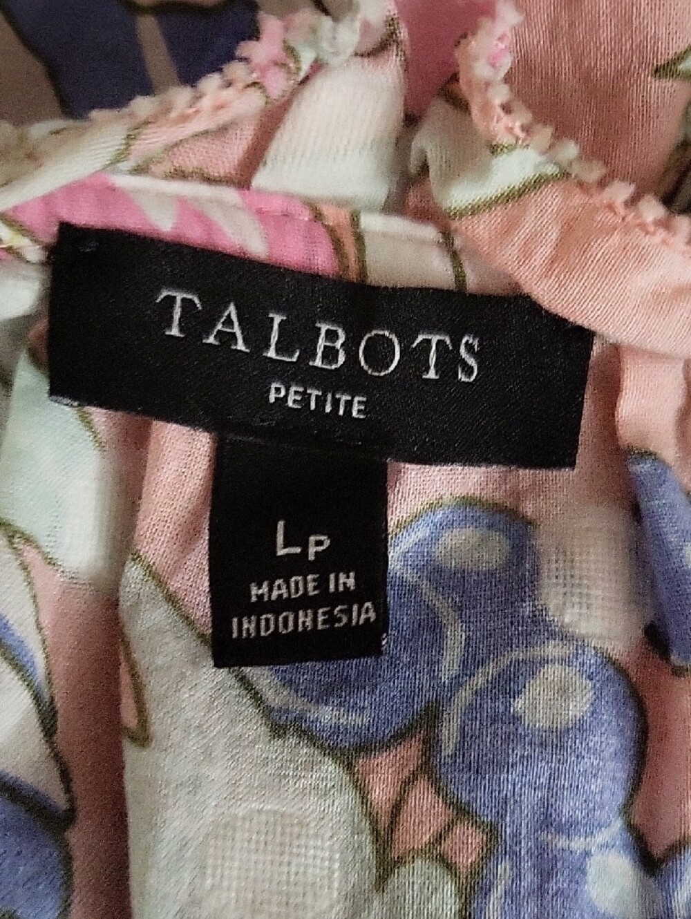Talbots Women’s Large Petite Sleeveless Floral Blouse Pink Blue Tropical Print - Picture 7 of 12